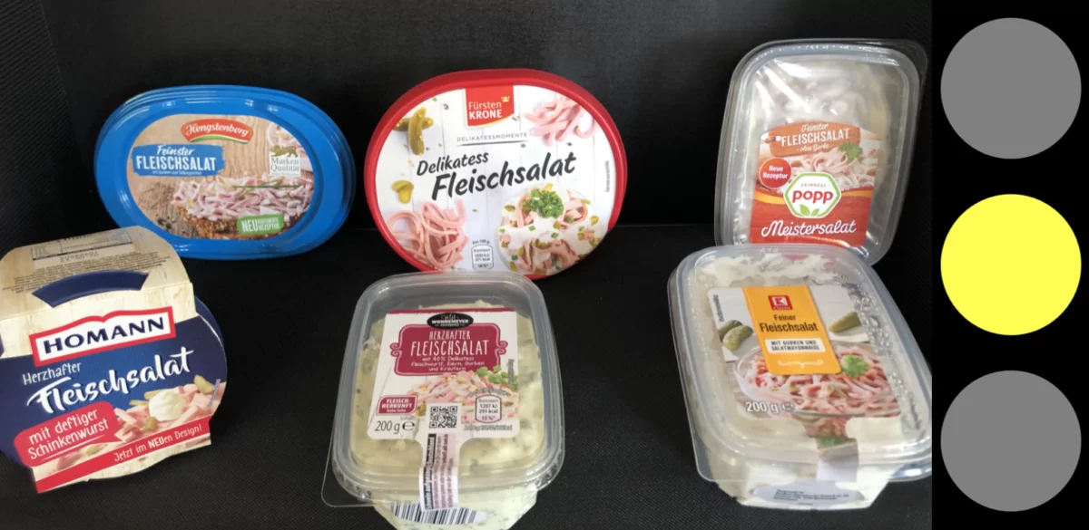 Inside - Ampel-Foodzies Supermarkt prüfen Fleischsalat